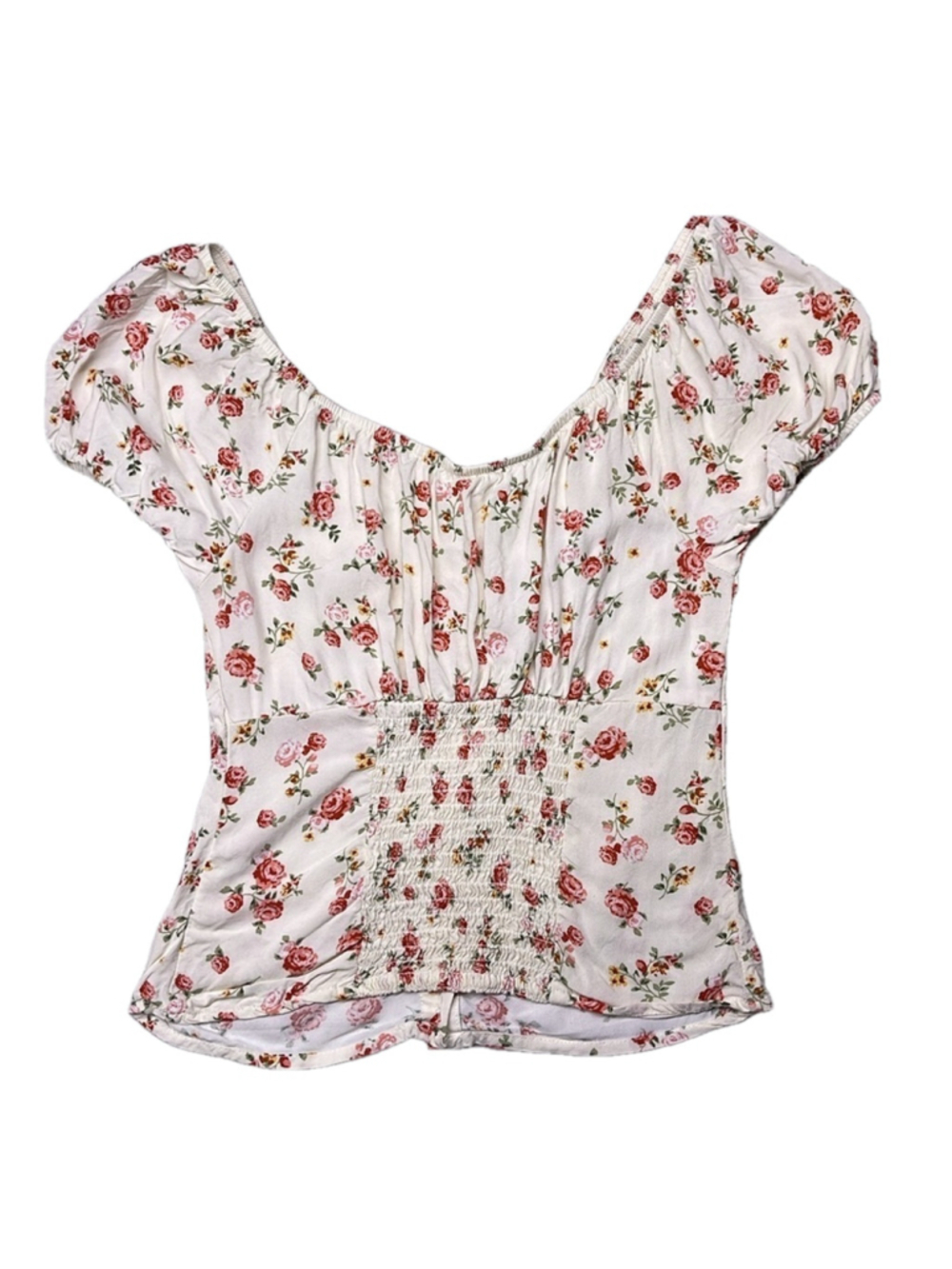 No Boundaries Button-Down Rose Shirred Babydoll Shirt XS - Picture 5 of 8